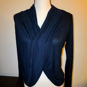 Elegant Black Drape Front Top